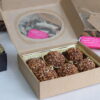 Box of 6 Chocolate Hazelnut Vegan Artisanal Truffles made in small batches in montreal by sophie sucree for the winter holidays