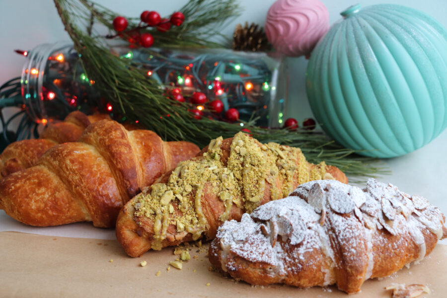 Plain, Pistachio and Almond Croissants - at Sophie Sucree Vegan Bakery in Montreal