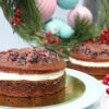 Cranberry compote Gingerbread Spice Holiday cake with vanilla pastry cream vegan made in montreal by sophie sucree vegan bakery