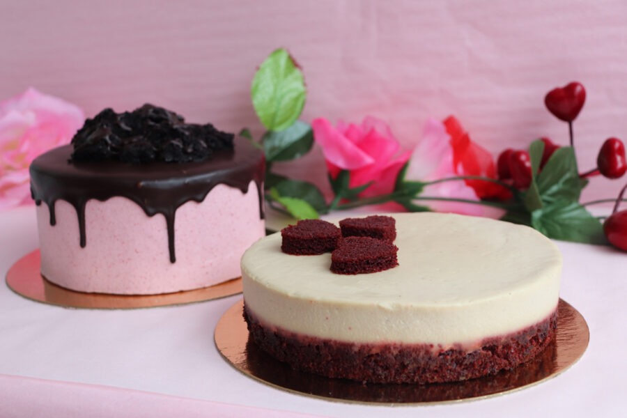 Red Velvet Cheesecake with Chocolate Raspberry BFF Cake at Sophie Sucree Vegan Bakery in Montreal