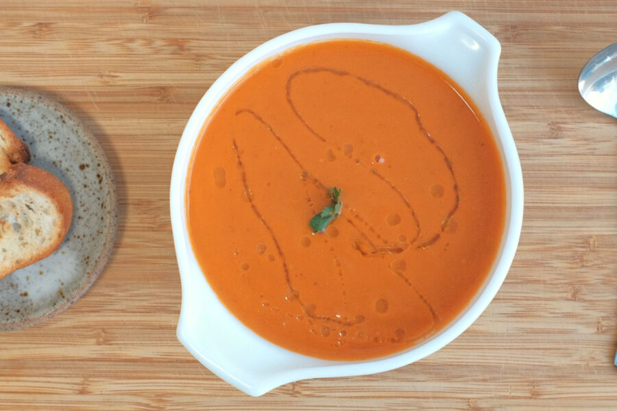 Roasted Tomato Soup at Sophie Sucree Vegan Bakery in Montreal