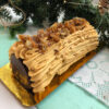 chocolatey goodness with caramel yule holiday log for your special occasion at Sophie Sucree vegan bakery Montreal