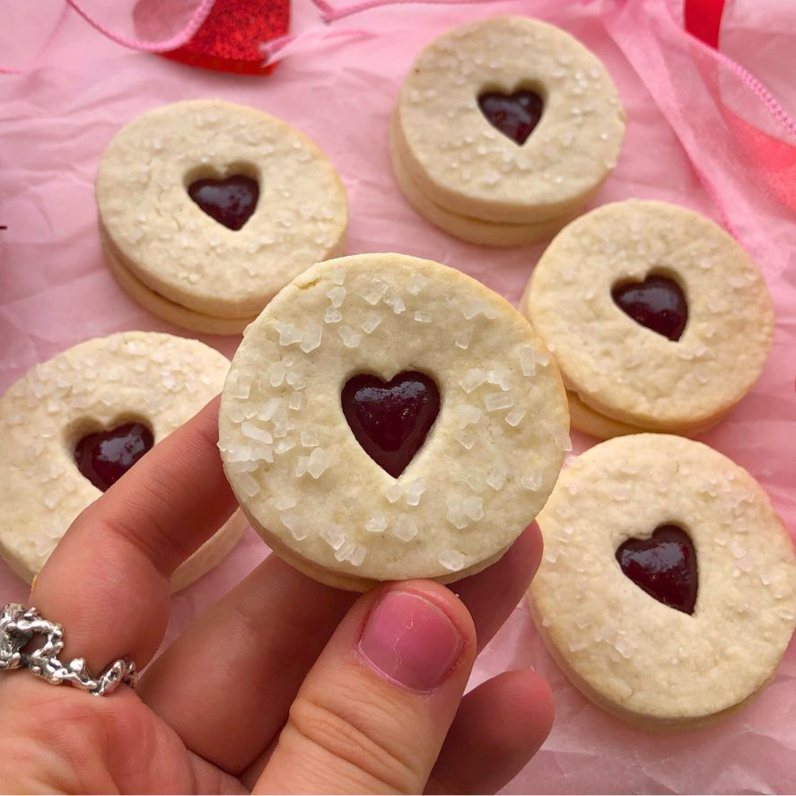 Raspberry Heart Linzer Cookie